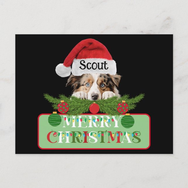 Personlig Australian shepherd God jul Helg Vykort (Framsida)