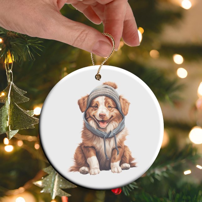 Personlig Australian shepherd Hund Art Julgransprydnad Keramik (Skapare uppladdad)