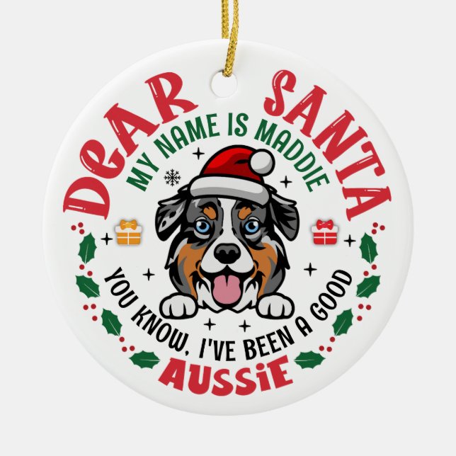 Personlig Australian shepherd Hund jul Julgransprydnad Keramik (Framsidan)