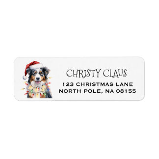 Personlig australian shepherd jul returadress etikett