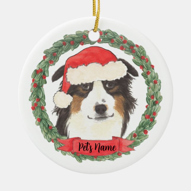 Personlig Australian shepherd Julgransprydnad Keramik (Framsidan)