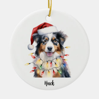 Personlig australian shepherd julhund julgransprydnad keramik