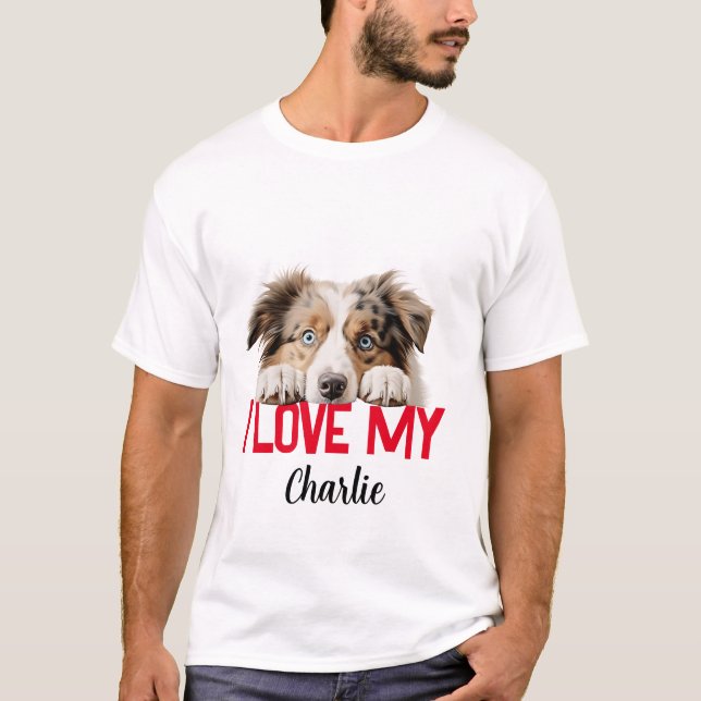 Personlig Australian shepherd T Shirt (Framsida)