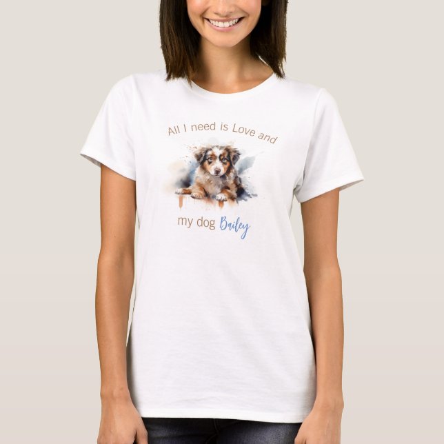 Personlig Australian shepherd T-Shirt (Framsida)