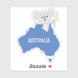 Personlig Australien Karta med Grått Koala Klistermärken