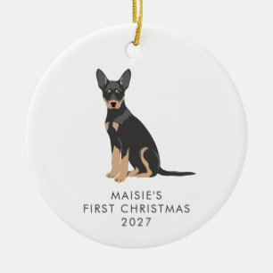 Personlig australisk kelpie-hund Första julen Julgransprydnad Keramik
