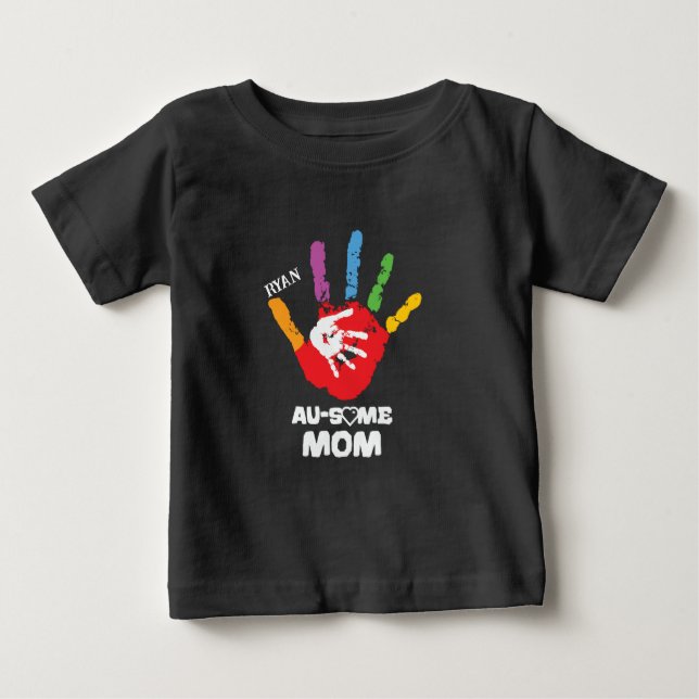 Personlig Autism Awareness Autistic Mamma T-Shirt (Framsida)