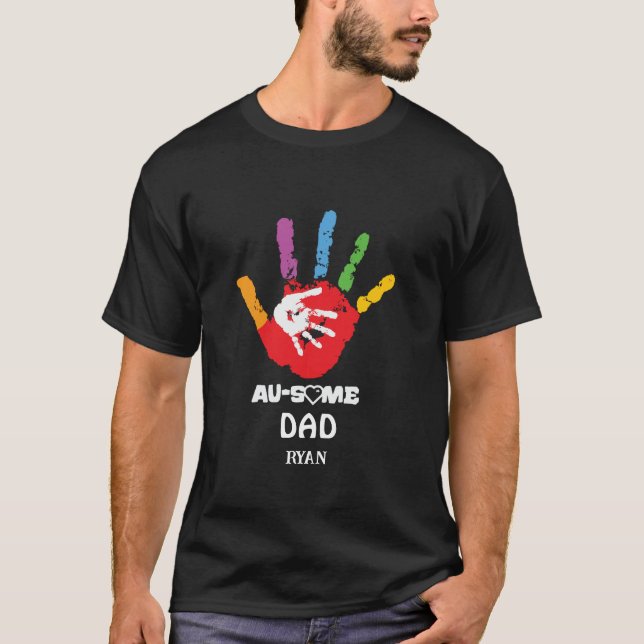 Personlig Autism Awareness Autistic PAPPA T-Shirt (Framsida)