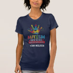 Personlig Autism Awareness Education Support T Shirt<br><div class="desc">Färgfyllda pussel med ett kärlek-hjärta i mitten för kampanjen för att öka medvetenheten om autism. Den här designen har färg som skapar den djärv, livfull och roligt. Ordspråket på den ger ett kraftfullt budskap: "Autism Awareness Education, Kärlek, Support, Advocate". Lägg till ditt team namn genom att klicka på "Anpassa" ovan...</div>