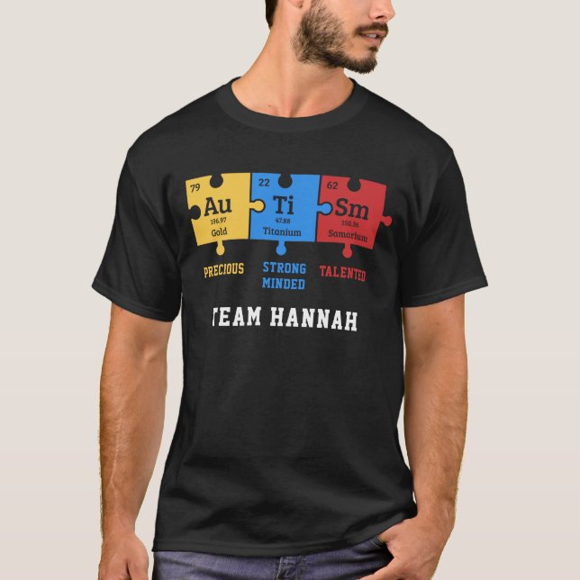Personlig Autism Chemical Inslag Puzzles Team T Shirt (Framsida)