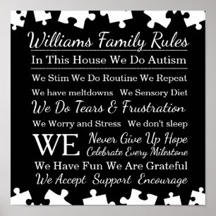 Personlig Autism Family Regler Poster