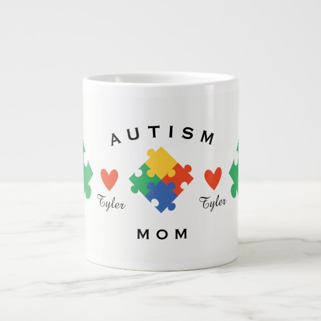 Personlig Autism Mamma Jumbo Mugg (Framsidan)