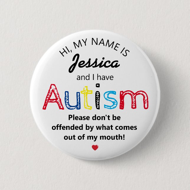 Personlig Autism Medvetenhet | Rolig ASD Knapp (Framsida)