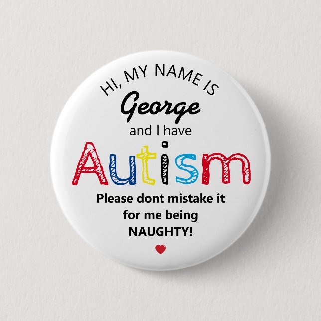 Personlig Autism Medvetenhet | Rolig ASD Knapp (Framsida)