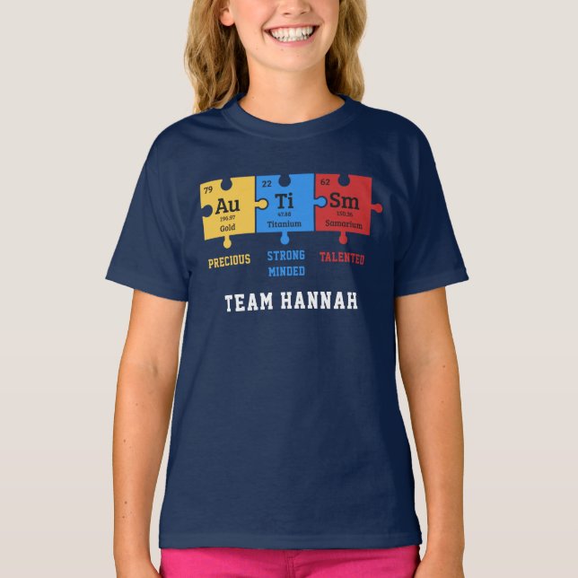 Personlig Autism Puzzle Chemistry Inslag Team T Shirt (Framsida)