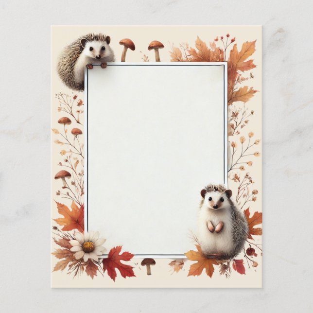 Personlig Autumn Hedgehog Notepaper (Framsida)