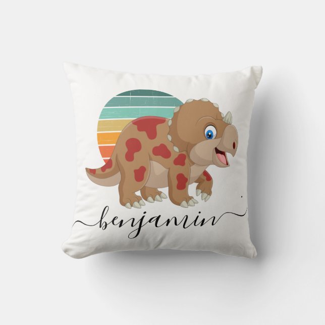 Personlig av Anpassningsbar vid dinosaur-babydusch Kudde (Framsida)