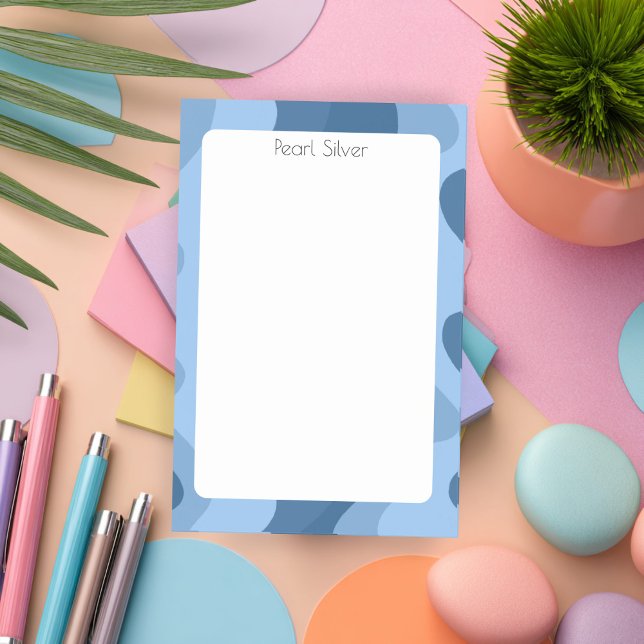 Personlig av ANPASSNINGSBARNA Blue Kurvor Chic Mon Post-it Block (Blue Stripes Curves CUSTOM Chic Monogram Personalized Post-it Notes
)