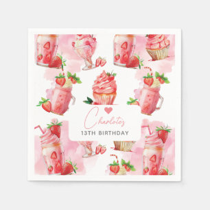 Personlig av Birthday Strawberry Milkshake Pappersservett