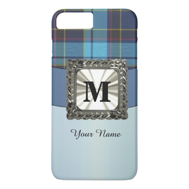 Personlig av blåtartan i monogram Case-Mate iPhone skal (Baksida)