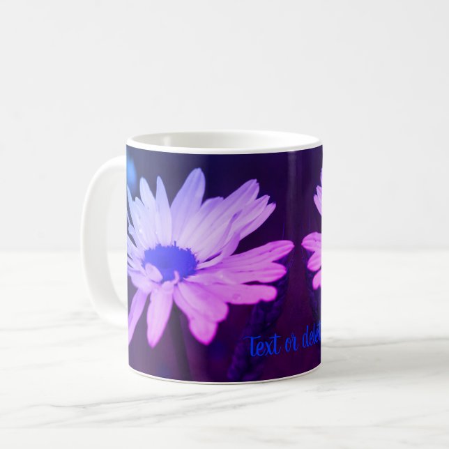 Personlig av Blommigt i Blue Daisy Center Kaffemugg (Framsida vänster)
