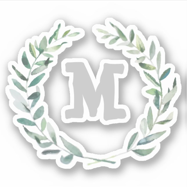 personlig av blommigt utandning monogram klistermärken (Framsida)