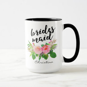Personlig av Blommigten Bridesmaid Watercolor Mugg