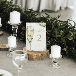 Personlig av champagne av Blommigt Vita och Guld G Bordsnummer