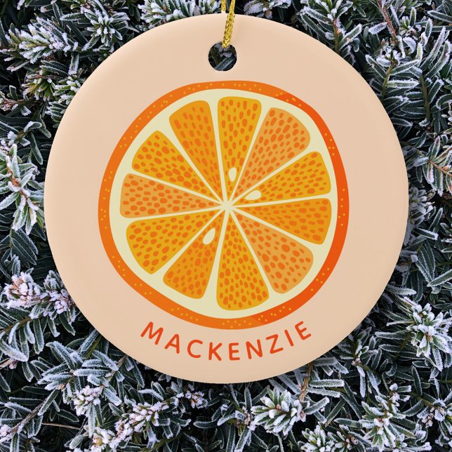 Personlig av Citrus Orange Julgransprydnad Keramik (Orange citrus personalized custom name Christmas ornament)