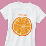 Personlig av Citrus Orange Roligt T Shirt<br><div class="desc">Roligt orange citrusfruktsegment. Originalkonst av Nic Squirrell. Ändra namn för att anpassa.</div>