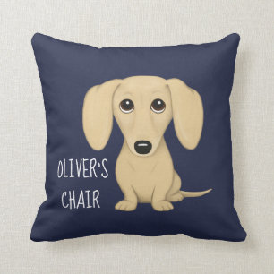 Personlig av Cream Dachshund Tecknad Wiener Hund Kudde