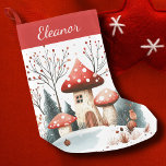 Personlig av Cute Winter Woodland Liten Julstrumpa<br><div class="desc">För julsäsongen,  personlig av vinterskogar,  feststuvning. Ta med ett namn eller ditt textval i ett stil-skriptteckensnitt för calligraphy.</div>