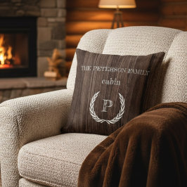 personlig av dekorativ kudde-trästuga i monogram kudde