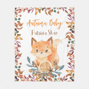Personlig av det söta baby-foxet från hösten baby fleecefilt