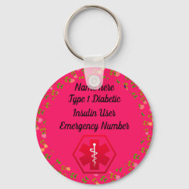 Personlig av diabetesvarning typ 1 eller 2 nyckelring