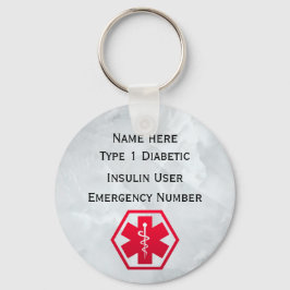 Personlig av diabetesvarning typ 1 eller 2 nyckelring