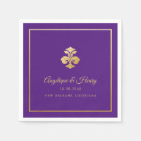 Personlig av Eleganten Fleur de Lis Guld Lila 