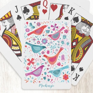 Personlig av fågel och blommor casinokort