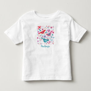 Personlig av fågel och blommor t shirt