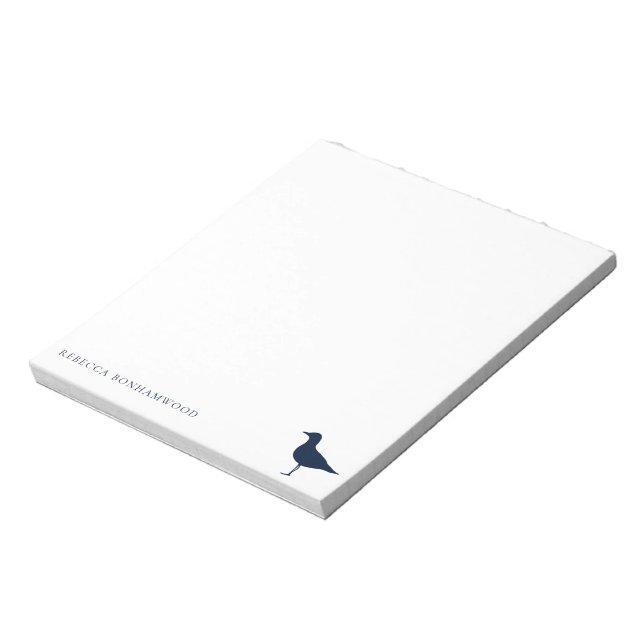 Personlig av fågelart i Cute Sea Gull Anteckningsblock (Roterad)