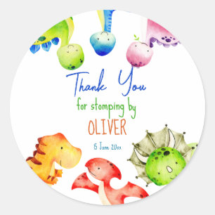 Personlig av färgad dinosaurifödelsedagsfest runt klistermärke