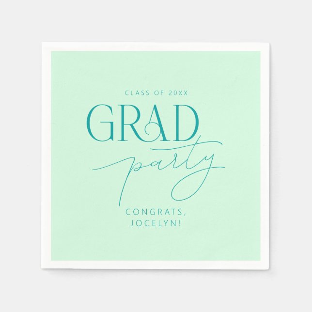 Personlig av färgad Grönt minimalistisk Grad Party Pappersservett (Framsidan)