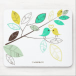 Personlig av färgad Grönt och Gult Lovebird Musmatta<br><div class="desc">Färglös Grönt och Gult Lovebird Personlig Mousepad. Anpassade i munstycket med färgstark grönt och gult- lovefåglar och löv accent. Personlig genom att lägga till en namn- eller kort-fras. Andra färg finns tillgängliga.</div>