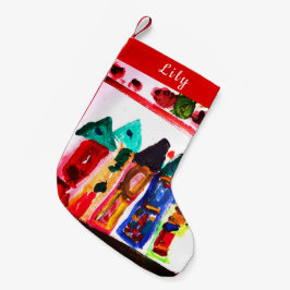 Personlig av färgade glasbröd liten julstrumpa