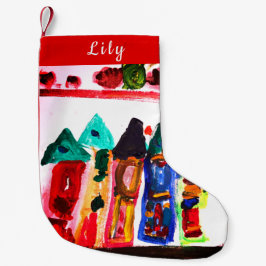 Personlig av färgade glasbröd liten julstrumpa