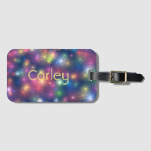 Personlig av färgade Twinkling Stars Galaxy Bagagebricka