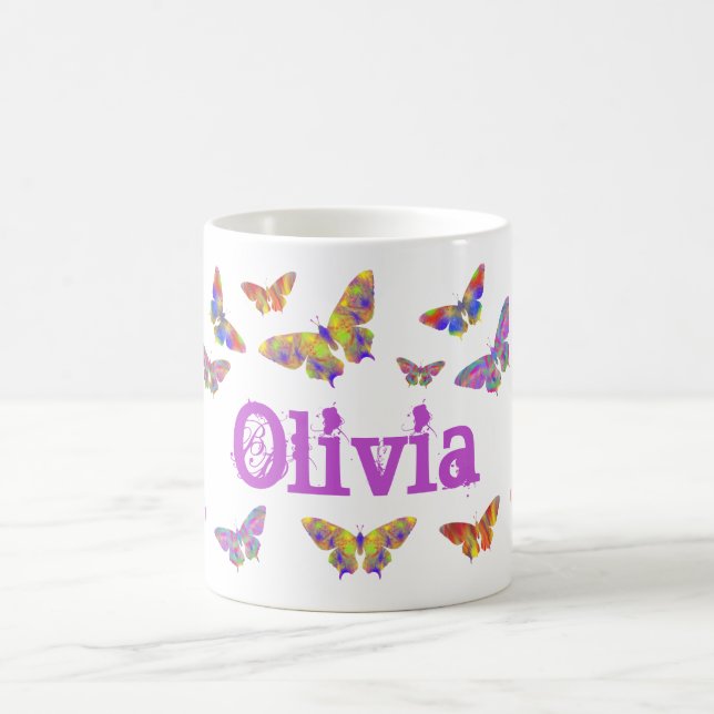 Personlig av färgämnet Butterfly mönster Kaffemugg (Center)