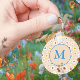 Personlig av färgstark monogram-mildrande Daisy Nyckelring