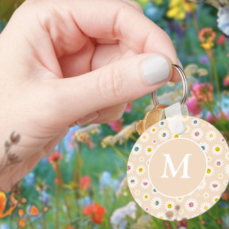 Personlig av färgstark monogram-mildrande Daisy Nyckelring