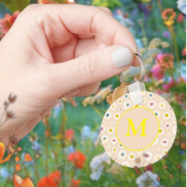 Personlig av färgstark monogram-mildrande Daisy Nyckelring
